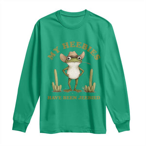 Funny Cowboy Frog Meme Long Sleeve Shirt My Heebies Have Been Jeebied TS14 Irish Green Print Your Wear