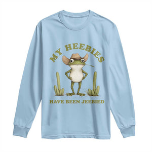 Funny Cowboy Frog Meme Long Sleeve Shirt My Heebies Have Been Jeebied TS14 Light Blue Print Your Wear