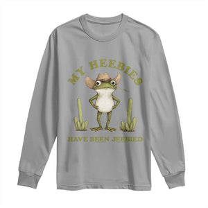 Funny Cowboy Frog Meme Long Sleeve Shirt My Heebies Have Been Jeebied TS14 Sport Gray Print Your Wear