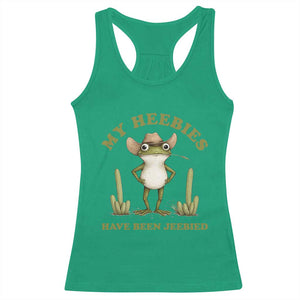 Funny Cowboy Frog Meme Racerback Tank Top My Heebies Have Been Jeebied TS14 Irish Green Print Your Wear