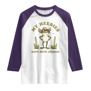 Funny Cowboy Frog Meme Raglan Shirt My Heebies Have Been Jeebied TS14 White Purple Print Your Wear