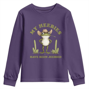 Funny Cowboy Frog Meme Youth Sweatshirt My Heebies Have Been Jeebied TS14 Purple Print Your Wear