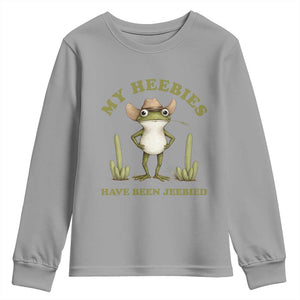 Funny Cowboy Frog Meme Youth Sweatshirt My Heebies Have Been Jeebied TS14 Sport Gray Print Your Wear