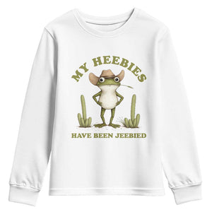 Funny Cowboy Frog Meme Youth Sweatshirt My Heebies Have Been Jeebied TS14 White Print Your Wear
