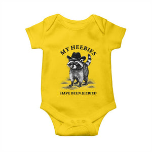 Funny Cowboy Raccoon Meme Baby Onesie My Heebies Have Been Jeebied TS14 Daisy Print Your Wear