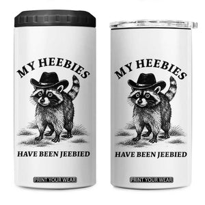 Funny Cowboy Raccoon Meme 4 in 1 Can Cooler Tumbler My Heebies Have Been Jeebied TS14 One Size: 16 oz White Print Your Wear