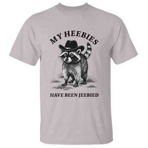 Funny Cowboy Raccoon Meme T Shirt My Heebies Have Been Jeebied TS14 Ice Gray Print Your Wear