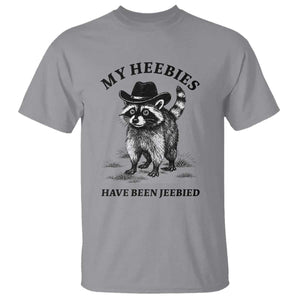 Funny Cowboy Raccoon Meme T Shirt My Heebies Have Been Jeebied TS14 Sport Gray Print Your Wear