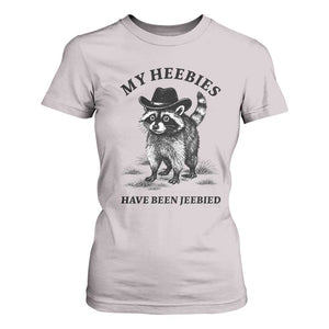 Funny Cowboy Raccoon Meme T Shirt For Women My Heebies Have Been Jeebied TS14 Ice Gray Print Your Wear