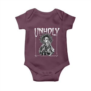 Unholy Nun Baby Onesie Funny Horror Unholy Nun Satan Baphomet Gothic TS14 Maroon Print Your Wear