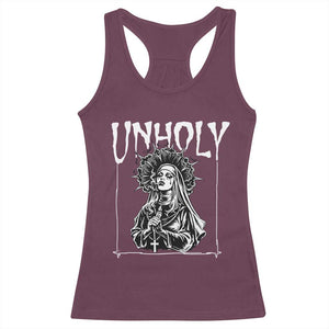 Unholy Nun Racerback Tank Top Funny Horror Unholy Nun Satan Baphomet Gothic TS14 Maroon Print Your Wear