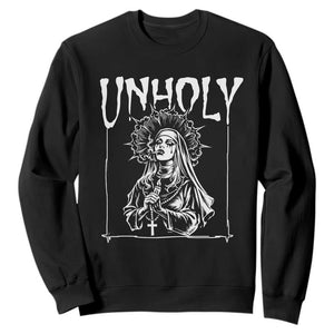 Unholy Nun Sweatshirt Funny Horror Unholy Nun Satan Baphomet Gothic TS14 Black Print Your Wear