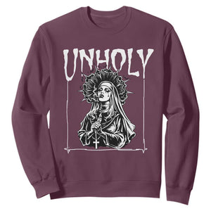 Unholy Nun Sweatshirt Funny Horror Unholy Nun Satan Baphomet Gothic TS14 Maroon Print Your Wear