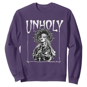 Unholy Nun Sweatshirt Funny Horror Unholy Nun Satan Baphomet Gothic TS14 Purple Print Your Wear