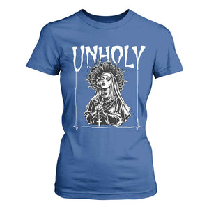 Unholy Nun T Shirt For Women Funny Horror Unholy Nun Satan Baphomet Gothic TS14 Royal Blue Print Your Wear