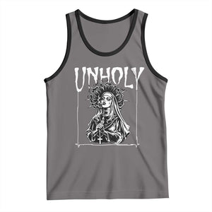 Unholy Nun Tank Top Funny Horror Unholy Nun Satan Baphomet Gothic TS14 Deep Heather Black Print Your Wear