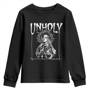 Unholy Nun Youth Sweatshirt Funny Horror Unholy Nun Satan Baphomet Gothic TS14 Black Print Your Wear