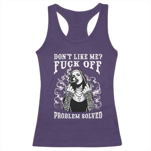 Funny Unholy Nun Racerback Tank Top Don't Like Me Fuck Off Problem Solved TS14 Purple Print Your Wear