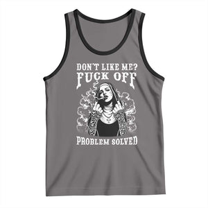 Funny Unholy Nun Tank Top Don't Like Me Fuck Off Problem Solved TS14 Deep Heather Black Print Your Wear