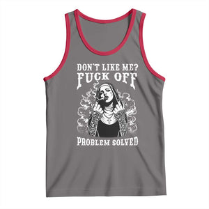 Funny Unholy Nun Tank Top Don't Like Me Fuck Off Problem Solved TS14 Deep Heather Red Print Your Wear