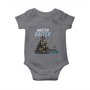 Funny Raccoon Fishing Baby Onesie Master Baiter Fisherman TS14 Charcoal Print Your Wear