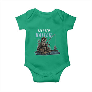 Funny Raccoon Fishing Baby Onesie Master Baiter Fisherman TS14 Irish Green Print Your Wear