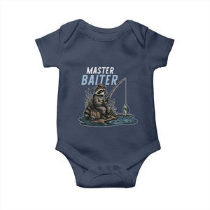 Funny Raccoon Fishing Baby Onesie Master Baiter Fisherman TS14 Navy Print Your Wear
