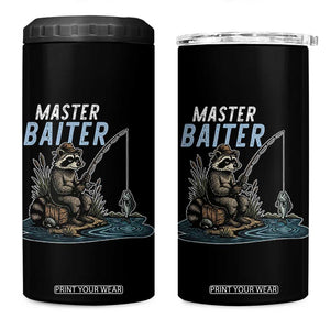 Funny Raccoon Fishing 4 in 1 Can Cooler Tumbler Master Baiter Fisherman TS14 One Size: 16 oz Black Print Your Wear