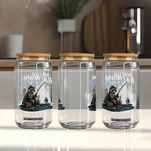 Funny Raccoon Fishing Glass Can Master Baiter Fisherman TS14 Print Your Wear