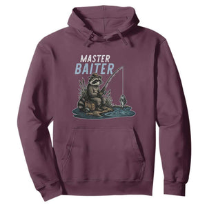 Funny Raccoon Fishing Hoodie Master Baiter Fisherman TS14 Maroon Print Your Wear