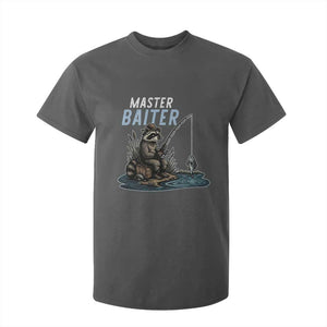 Funny Raccoon Fishing T Shirt For Kid Master Baiter Fisherman TS14 Dark Heather Print Your Wear