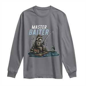 Funny Raccoon Fishing Long Sleeve Shirt Master Baiter Fisherman TS14 Charcoal Print Your Wear