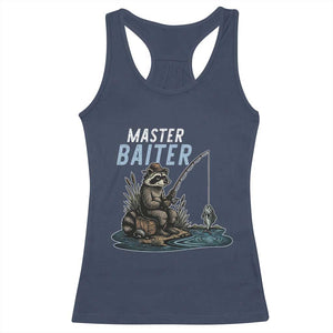 Funny Raccoon Fishing Racerback Tank Top Master Baiter Fisherman TS14 Navy Print Your Wear