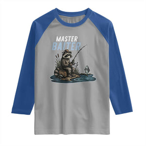 Funny Raccoon Fishing Raglan Shirt Master Baiter Fisherman TS14 Sport Gray Royal Print Your Wear