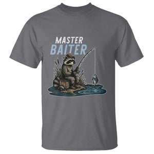 Funny Raccoon Fishing T Shirt Master Baiter Fisherman TS14 Charcoal Print Your Wear