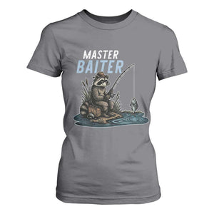 Funny Raccoon Fishing T Shirt For Women Master Baiter Fisherman TS14 Charcoal Print Your Wear