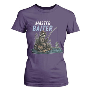 Funny Raccoon Fishing T Shirt For Women Master Baiter Fisherman TS14 Purple Print Your Wear