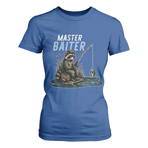 Funny Raccoon Fishing T Shirt For Women Master Baiter Fisherman TS14 Royal Blue Print Your Wear