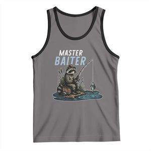 Funny Raccoon Fishing Tank Top Master Baiter Fisherman TS14 Deep Heather Black Print Your Wear