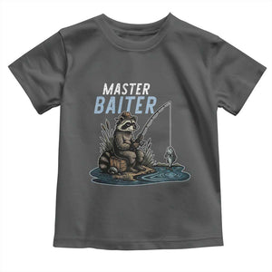 Funny Raccoon Fishing Toddler T Shirt Master Baiter Fisherman TS14 Dark Heather Print Your Wear