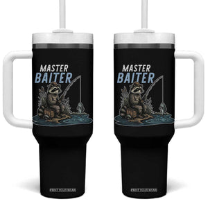 Funny Raccoon Fishing Tumbler With Handle Master Baiter Fisherman TS14 One Size: 40 oz Black Print Your Wear