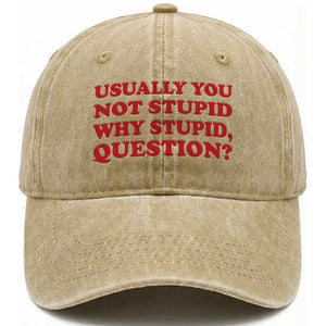 Usually You Not Stupid Why Stupid Question Washed Cotton Baseball Cap Funny Space Quote Sci Fi Book TS14 Print Your Wear