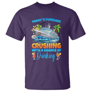 Funny Cruise Vacation Trip Drinking T Shirt Today Is Forecast Cruising With A Chance Of Drinking TS14 Purple Print Your Wear