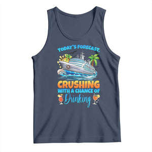 Funny Cruise Vacation Trip Drinking Tank Top Today Is Forecast Cruising With A Chance Of Drinking TS14 Navy Print Your Wear