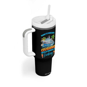 Funny Cruise Vacation Trip Drinking Tumbler With Handle Today Is Forecast Cruising With A Chance Of Drinking TS14 Print Your Wear