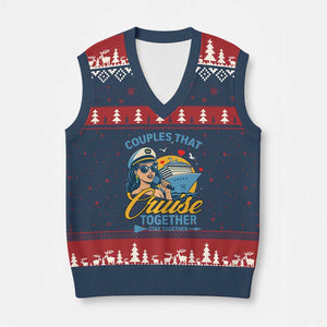 Couples That Cruise Together Stay Together V-Neck Knit Sweater Vest Funny Cruising Couples TS14 Navy Red Print Your Wear
