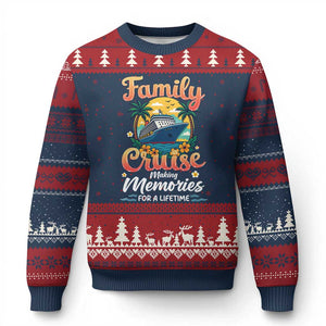 Family Cruise Making Memories For A Life Time Ugly Christmas Sweater Funny Cruise Vacation Trip TS14 Navy Red Print Your Wear
