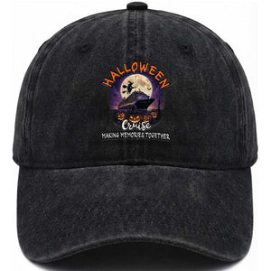 Funny Cruise Halloween Washed Cotton Baseball Cap Making Memories Together TS14 Washed Cap Universal Fit Black Print Your Wear
