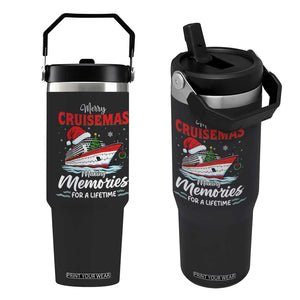 Christmas Cruise Flip Straw Tumbler Merry Cruisemas Making Memories For A Life Time TS14 One Size: 30 oz Black Print Your Wear