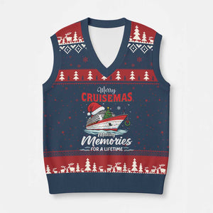 Xmas Cruise V-Neck Knit Sweater Vest Merry Cruisemas Making Memories For A Life Time TS14 Navy Red Print Your Wear